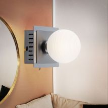 Fischer Leuchten - Applique boule applique boule de verre lampe boule mur intérieur, boule de verre métal blanc opale essuyé, 1x led 3,8 watts 340