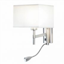 Leds-c4 - Bristol - Applique murale d'intérieur à 2 ampoules à del, nickel satiné avec lampe de lecture, E27