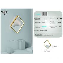 Applique da parete led 12w quadrato oro lampada design moderno minimal luce per camera soggiorno bagno Naturale