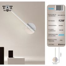 Tot Electric - Applique da parete led 13w lineare verticale orientabile bianco oro moderno lampada luce fredda naturale Bianco - Luce naturale