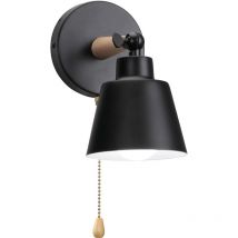 Applique da Parete per Interni con Interruttore Lampada da Comodino Illuminazione Decorativa Nero