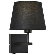 Italux - Norte - Lampe de chevet moderne noir mat 1 lumière avec abat-jour rond noir, E27