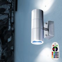Etc-shop - Lampe murale façade télécommande up down lumière en acier inoxydable dimmable dans un ensemble comprenant des ampoules led rvb