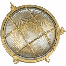 Licht-erlebnisse - Applique d'extérieur serifos cuivrée en laiton au design campagnard Ø22cm E27 - Laiton