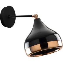 Ozaia - Lampe Murale en Fer Noir et Cuivre, 17x28 cm, Pour Bureau Moderne ou Couloir