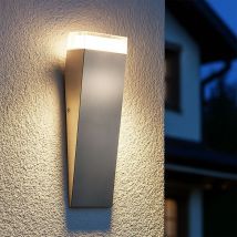 Applique d'extérieur, applique murale, torche, zone d'entrée, terrasse, IP44, acier inoxydable, argent, HxLxP 30,5x7,5x8,5cm Eglo 93356