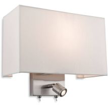 Firstlight Products - Firstlight Fargo - Applique Murale D'Intérieur À 1 Ampoule Avec Lampe De Lecture En Acier Brossé, Abat-jour Crème, E27