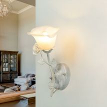 Applique d'intérieur fleure au design floral blanc crème dans le style shabby chic E14 - Crème, blanc