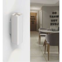 Applique da parete in gesso rettangolare attacco GU10 lampada doppia emissione di luce verticale lineare bianco verniciabile