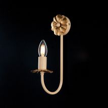 Applique in ferro laccato avorio con decorazione decapè e rifiniture oro chiaro 1 luce Avorio Decapè Kansas