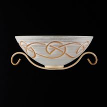 Applique in ferro laccato avorio con decorazione decapè e rifiniture oro con vetro Larghezza 30 bianco e ambra 1 luce Avorio Decapè Faraone