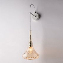 Applique in ferro con vetro ambra pyrex 1 luce H.60 - L.14 - P.21