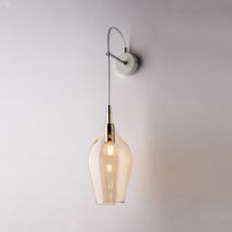 Applique in ferro con vetro ambra pyrex 1 luce H.60 - L.14 - P.21