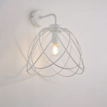 Belight - Applique in ferro laccato bianco con decorazione effetto shabby chic 1 luce H.31 - L.25 - P.26