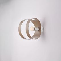 Belight - Applique in ferro laccato bianco con fascia tagliata a laser tortora 1 luce H.19 - L.14 - P.22