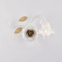 Bonetti Illumina - Applique in ferro laccato bianco shabby 1 luce H.40 - L.36 - P.22