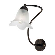 Bonetti Illumina - Applique 1 Luce Alice Ferro Battuto Marrone e Oro Vetro Bianco