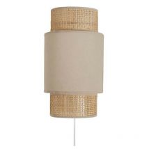 Ostaria - Applique incurvée rotin et tissu beige
