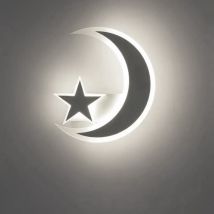 Partenopea Utensili - applique lampada da parete a muro moderna led luna con stella luce fredda 6500K