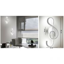 Applique led Parete Nota Musicale 14W Luce Fredda Moderno Bianco sj090