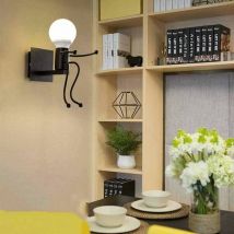 Applique Lampada da parete moderna con attacco E27 forma Omino Nero seduto