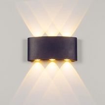 Groofoo - Applique led 6W extérieur blanc chaud angle de faisceau 120 ° Eclairage mural moderne Applique design étanche IP65 en aluminium (noir 6W