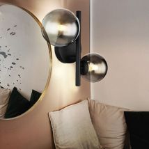 Etc-shop - Applique led applique chambre applique couloir lampe métal verre fumée noire, 2x G9, 2x 80lm, 3000K blanc chaud, h 12,5 cm
