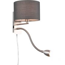 Frankystar - Applique led avec abat-jour gris et paralume en tissu, compatible avec ampoule E14, dimensions 20x25.
