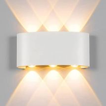 Forehill - Applique led extérieur 6W Applique led blanc chaud IP65 éclairage mural moderne effet lumineux haut et bas en aluminium (blanc 6W blanc
