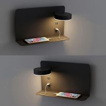 Applique LED orientable 12W avec charge USB Appliques Murales 3 Température de Couleur Rotation 330° Éclairage Lampe Murale Moderne avec Interrupteur