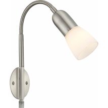 Etc-shop - Applique liseuse Flexo applique chambre lit applique avec câble pour douille, spot mobile, métal nickel verre blanc, 1x douille E14,