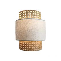 Applique luminaire en cannage avec abat-jour en papier mâché