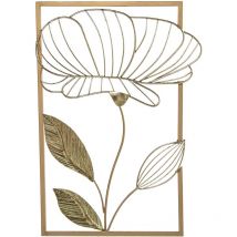 Applique Métal Fleur Dorée 34X51X3 Cm
