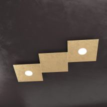 Top-light - Applique Moderna 3 Moduli Eccentric Metallo Foglia Oro 2 Luci Gx53