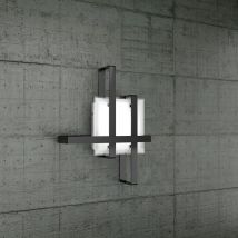 Top-light - Applique Moderna Cross Metallo Nero Vetro 2 Luci E27 38Cm
