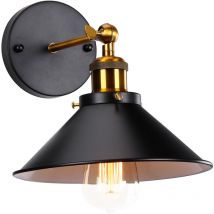 Applique Mural Industrielle Vintage E27 22cm Lampe Mural Réglable 2 en 1 Luminaire Plafonnier Noir