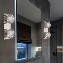 Globo Lighting - Applique murale à 2 lampes, lampe de salon, boules lumineuses en cristal chromé, transparent, 2x douilles G9, LxlxH 29x11x12 cm