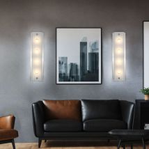 Applique murale à 4 lampes chromée, lampe de salon, lampe de couloir, verre partiellement satiné, interrupteur, 4x led 5W 200Lm blanc chaud, LxPxH