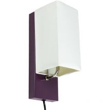 Corep - Applique murale abat jour tissu blanc socle metal Violet Lampe 1 spot lumière led
