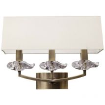 Diyas - Inspired Mantra Akira Applique murale commutée 3 lumières E14, laiton antique avec abat-jour crème