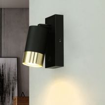 Applique murale aluminium orientable en noir doré spot mural GU10