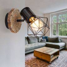Globo Lighting - Applique murale applique couloir lampe spot spot spot salon, spot mobile, aspect bois métal noir, 1x douille E27, DxHxÜ