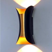 Tuserxln - Applique murale , Applique lumineuse supérieure et inférieure, noir et or, 3000K 10W