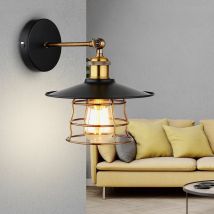 Applique murale Applique mobile Lampe de couloir industrielle en treillis laiton noir