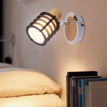 Applique murale applique murale spot lumineux en bois lampe spot mural, spot mobile, maison de campagne métal bois verre satiné, douille E14, LxlxH