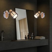 Applique murale applique murale spot lumineux en bois lampe spot mural, spot mobile, maison de campagne métal bois verre satiné, douille E14, LxlxH