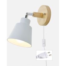 Applique Murale Avec Interrupteur Marche Et Prise Lampe De Chevet Moderne Vintage Macaron Applique Murale E27 Bois Applique Murale Convient Pour Salon