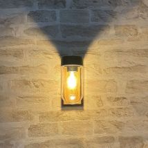 Lampada da parete baza metallo esterno effetto legno E27