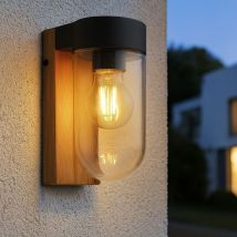 Arum Lighting - Applique murale baza métal aspect bois extérieure E27