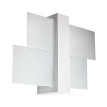 Applique Murale Bois 2 rectangles de Verre pour Ampoule E27 - Blanc - SILUMEN